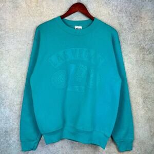 Vintage 90s Las Vegas Nevada Crewneck Sweatshirt Mens Sz M Teel Casino Travel